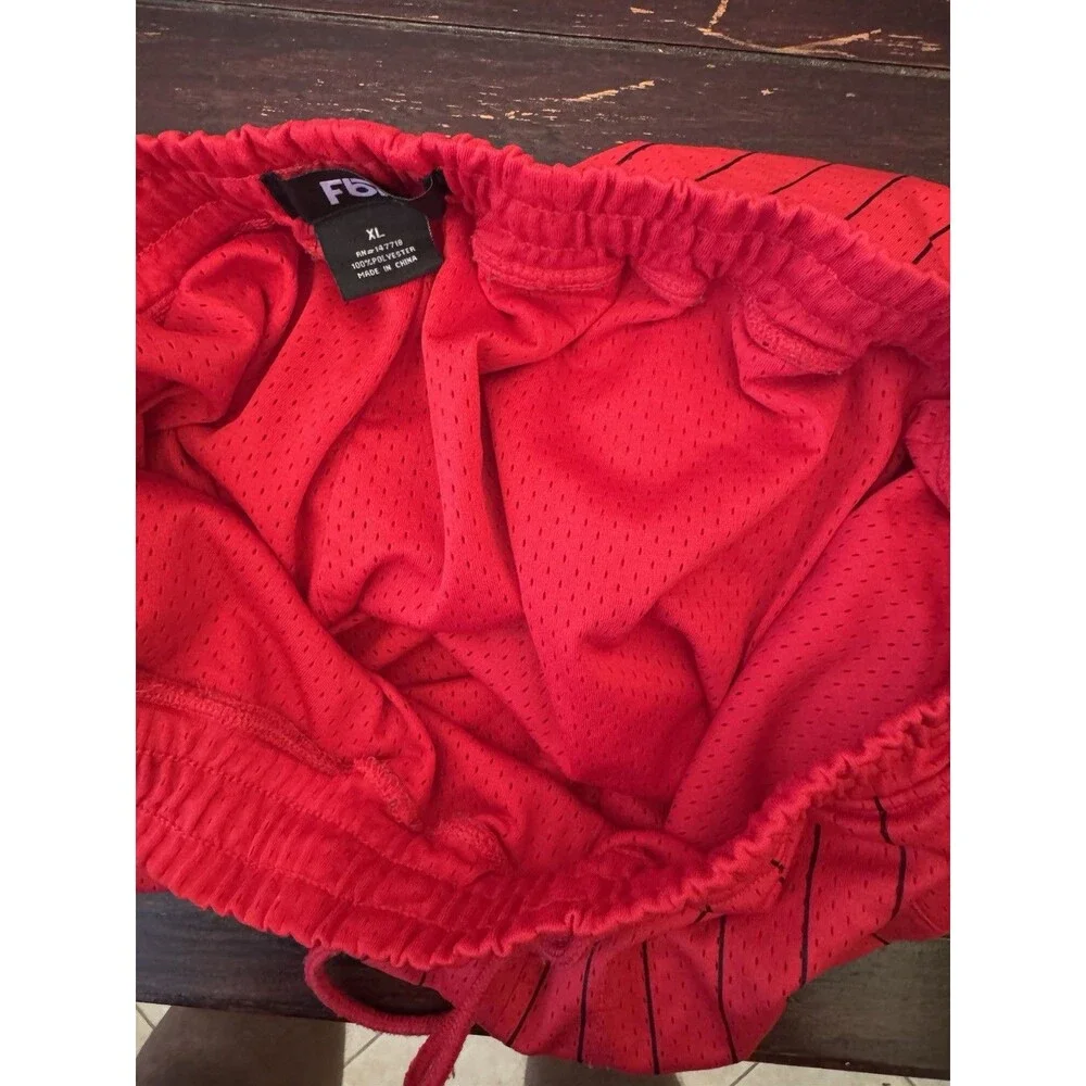 Fbrk Men’s XL Basketball Shorts Red Striped Mesh Drawstring